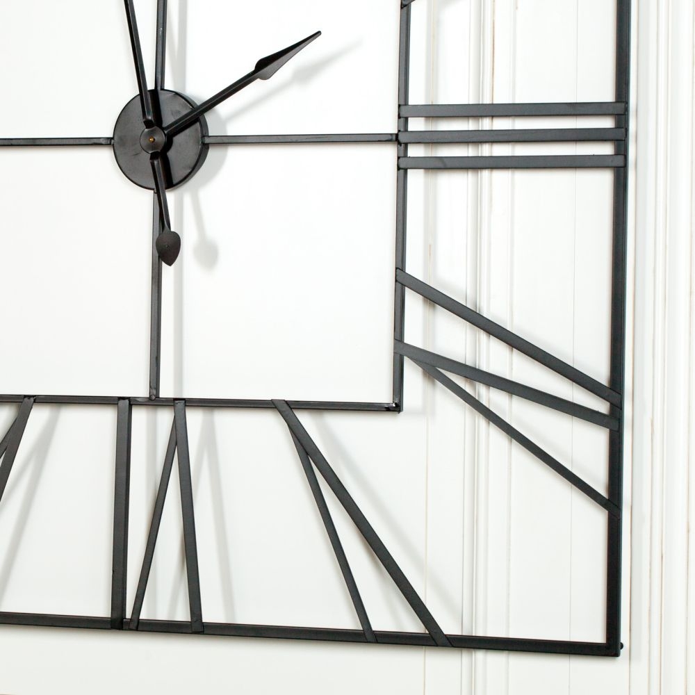 Product photograph of Extra Large Black Square Metal Wall Clock - 120cm X 120cm from Choice Furniture Superstore.